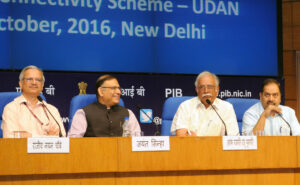 The Union Minister for Civil Aviation, Shri Ashok Gajapathi Raju Pusapati addressing at the launch of the Regional Connectivity Scheme of MoCA, in New Delhi on October 21, 2016. The Minister of State for Civil Aviation, Shri Jayant Sinha, the Secretary, Ministry of Civil Aviation, Shri R.N. Choubey and the Director General (M&C), Press Information Bureau, Shri A.P. Frank Noronha are also seen.
