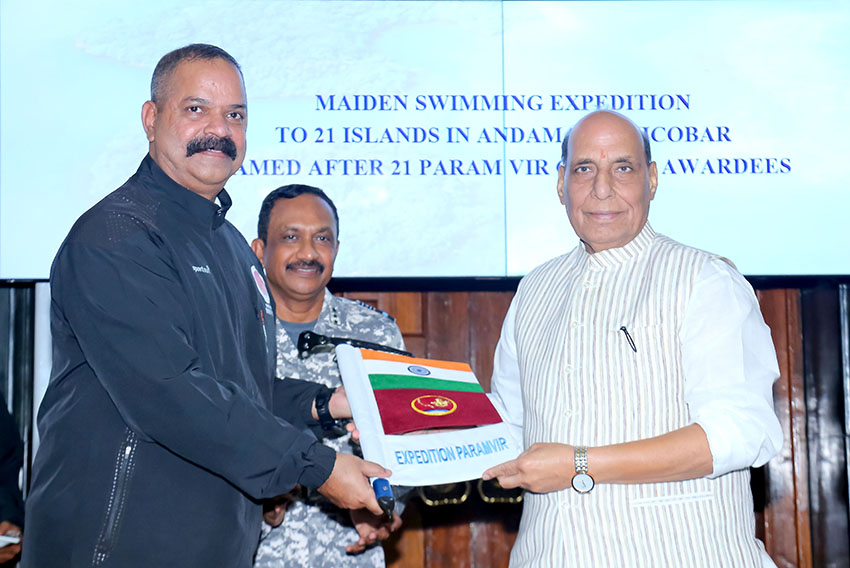 Defence Minister flags-in first-of-its-kind Open Water Swimming ...